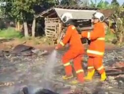 Tim Damkar Pesawaran Sigap Bergerak Cepat ke Lokasi Kebakaran